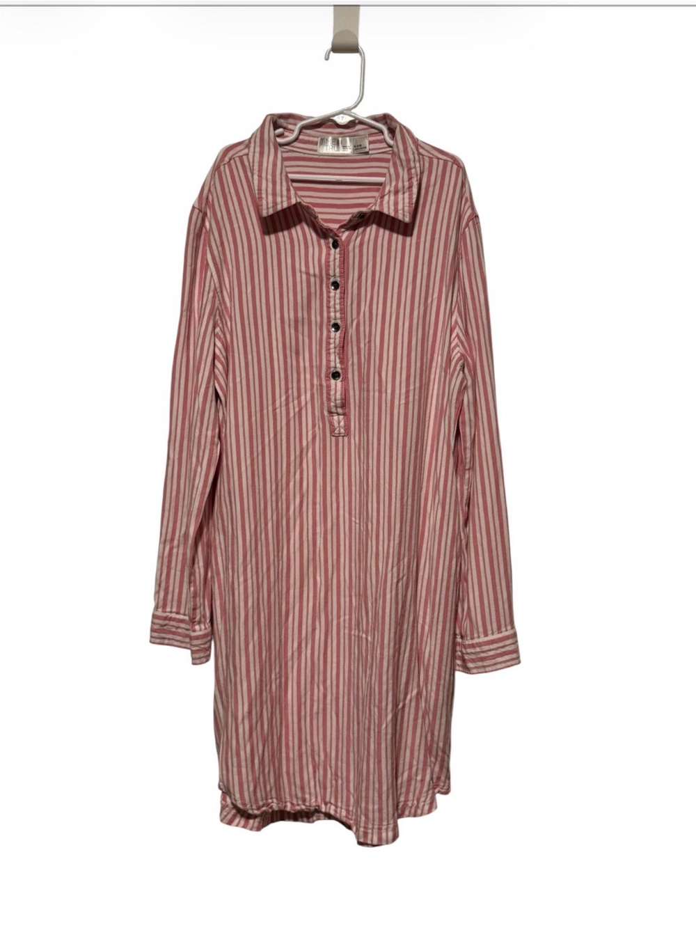 Striped Button Henley Sleepwear - Pink & White by Time & Tru Size Small